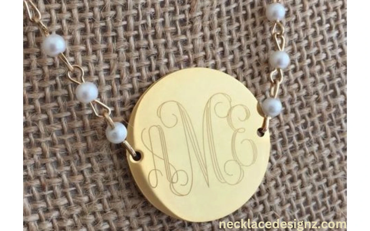 Pearl and monogram necklace